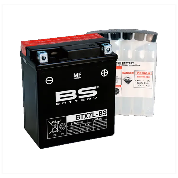 Batería para Moto BS MF BTX7L-BS XT225 DR200  XTZ125